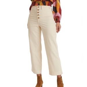 Marine Layer‎ Bridget Corduroy Wide Leg Crop Cream Women's 10 NWT